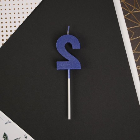 Candle for the cake, the number "2", blue.