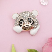 Panda brooch is cute, white color in gold
