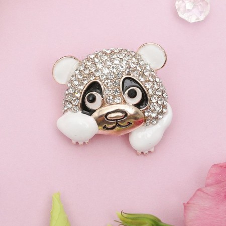 Panda brooch is cute, white color in gold