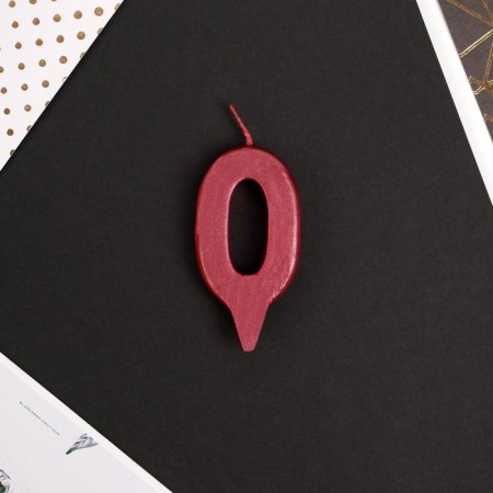 Candle for the cake, number "0", red.