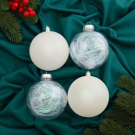 Set of balls plastic D-10 cm, 4 pcs "Melody" disco assorted, white
