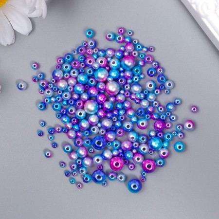 Beads for creativity plastic "Round. Gradient. Mermaid Fiolet" d = 3-8 mm, set 10 grams