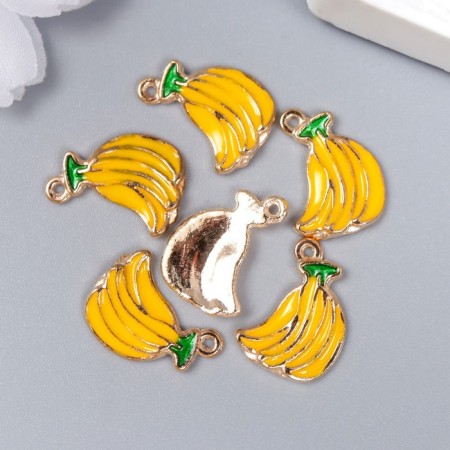 Decor for creativity metal, enamel "Bananas" yellow 1.5x0.9 cm-2