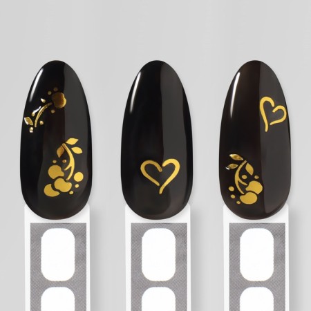 Nail stickers "admiration", voluminous, metallized, golden color-3