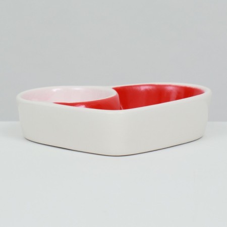 Ceramic bowl for rodents double "heart" 10 x 8 cm-2