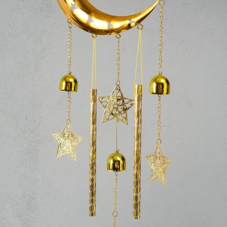 Wind Music Metal "crescent and butterflies" 3 bells 2.5x20x67 cm-3
