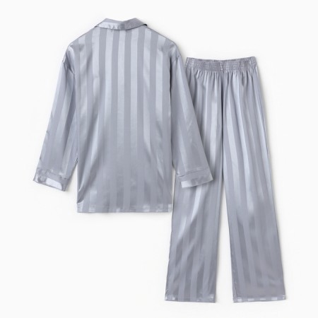 Female pajamas (shirt, trousers) KAFTAN "strip", gray-blue, r.48-50-10