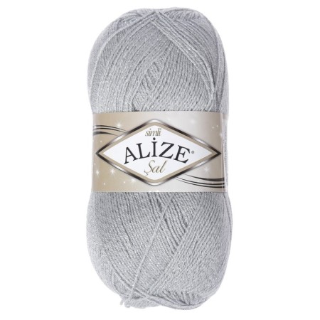 Yarn "SAL SIM" 95% acrylic, 5% metallic 460m/100g (21 gray melange)-1