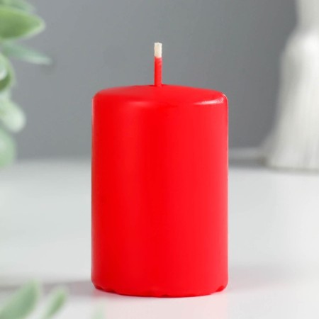 Set of candles-cylinders "Interior", 4 pcs, 6x4 cm, 10 hours, red-1