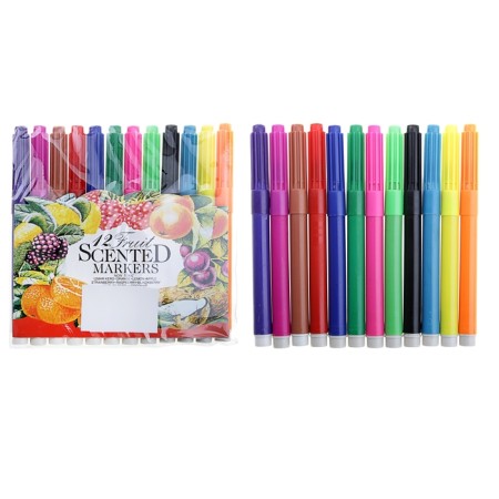 Felt -tip pens, 12 colors, thick, ventilated cap, mix