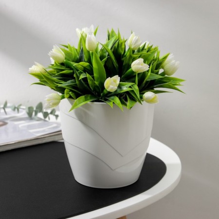 Kashpo for flowers with an insert "grace", 1.2 l, white color