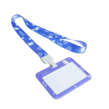 Badge horizontal external size10 x 7.8 cm, internal size 5.2 x 8.2 cm, tape 42 cm, with a bunny pattern-3