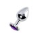 Anal plug with the Toyfa Metal rhinestone, silver, amethyst, 8 cm, d = 3.4 cm