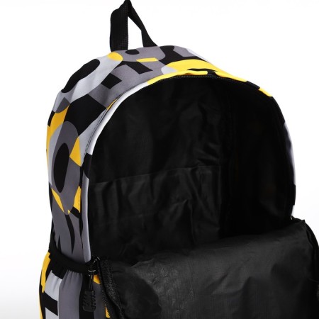 School backpack from textiles on lightning, 3 pockets, yellow color-5