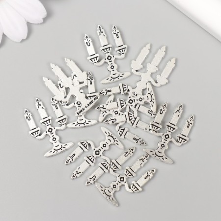 Decor metal for creativity "Candelabr with candles" 2.5x1.7 cm-2