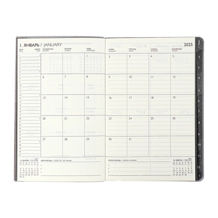 Weekly Datir 2025 gree is soft ox leather A5 80l Escalada, BL TIS, KR BL 70 g/m², black-10