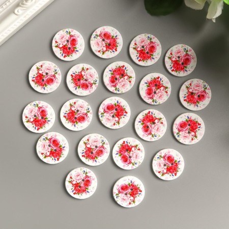 Button decorative tree "Bouquet of roses" 2.5x2.5 cm-4