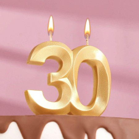 Candle in the cake jubilee "line", number 30, gold metallic, 6.5 cm