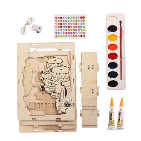 Set for creativity "Create a nightlight: machines" made of wood-2