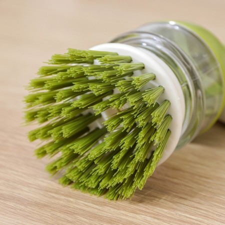 Brush with a dispenser for detergent and stand, green color-4