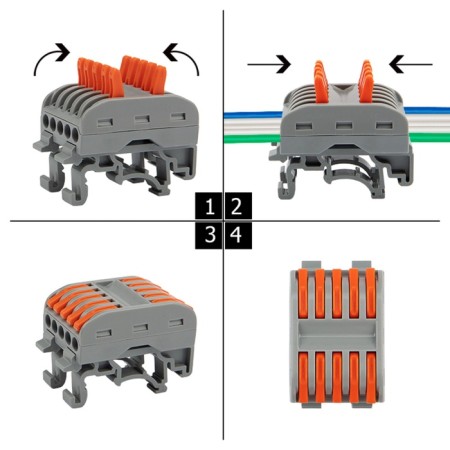 Terminal of QMS 222-425D CINGER 5-pole, with a mount on a DIN-rack (0.08-4 mm²) gray (20 pcs./Union)-3