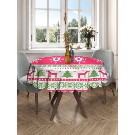 The tablecloth “Deer in snowflakes”, round, Saten, D = 150 cm-2