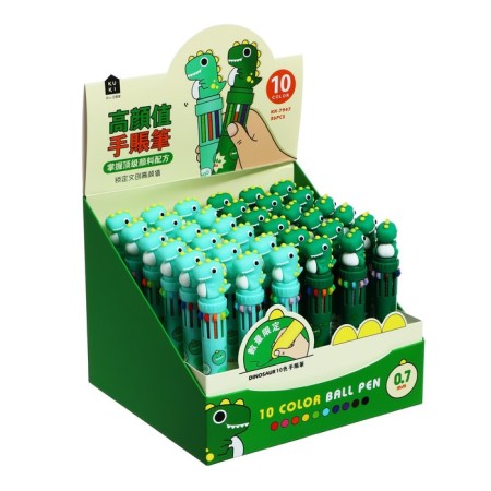 Automatic ballpoint handle 10 color, rod 0.7 mm, "dino", mix-6