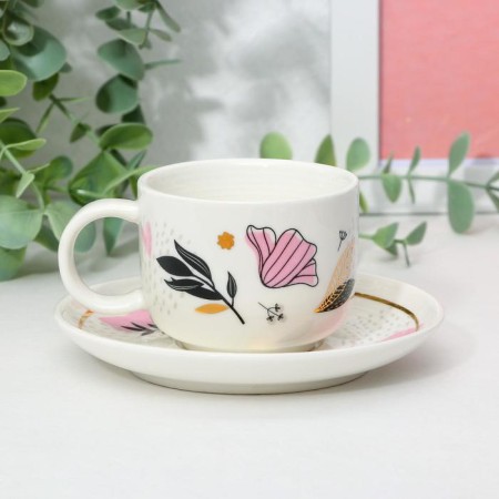 Coffee steam from ceramics "Flowers", 140 ml, white color