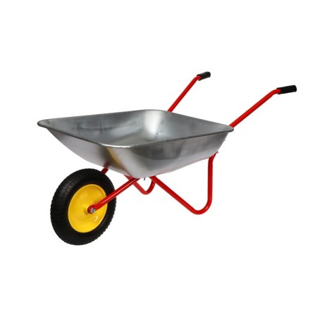Garden wheelbarrow, single -wheeled: cargo/p 80 kg, volume of 65 l, red handles