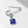 Clover-shaped pins with an eye, 3.5 cm, blue color in silver