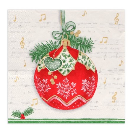 New Year's napkins Paper Home Collection Classic "Musical Ball", 3 layers, 33x33 cm, 20 pcs-1