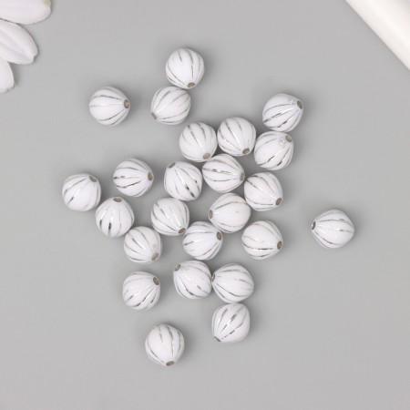 Beads for creativity Plastic "Elocated Ball" white-silver set 20 g 1.2x1x1 cm-1