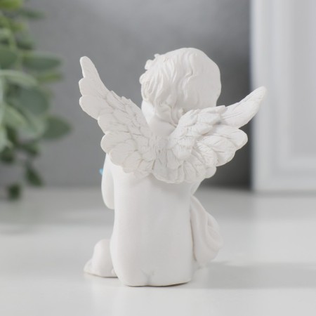 Polystone souvenir "Snowthrough angel with a colored bird" 7x6x5.5 cm-2