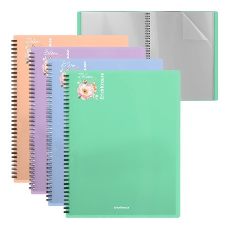 Folder 40 inserts on spirals, A4, 600 μm, Erichkrause "Matt Pastel Bloom", texture "Sand", mix