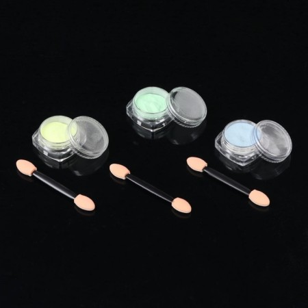 Nail rubbing is fluorescent, set 3 jars, with applicators, blue/yellow/green color-2