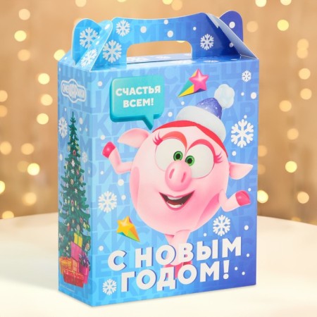 New Year. Gift box New Year's gift Chrome "Smeshariki" License 17 x 6.8 x 20.8 cm (+4 cm).