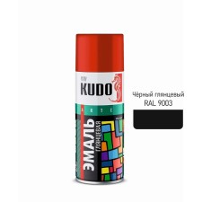 Aerosol paint enamel Kudo universal black glossy RAL 9005, 520 ml