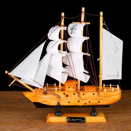 Souvenir small “Alaska” souvenir ship, light wood, white pirate sails, 4.5 × 23 × 24 cm-6