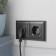 Grounding socket, curtains and USBX2 WL08-SKGS-USBX2-IP20, black color