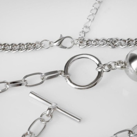 Pendant "Chain" ball, medallion, color silver, 58 cm-1