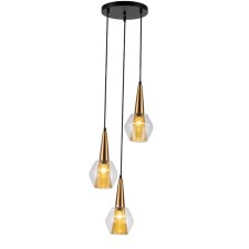 Suspended Indigo, 13002/3p Black. 3x40W, E14, 350x350x325/1860 mm, color amber color
