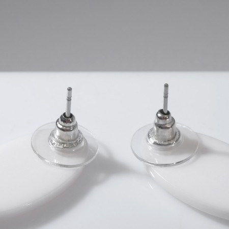 Earrings Plastic "Vivien" spiral-sinter, black and white color-1