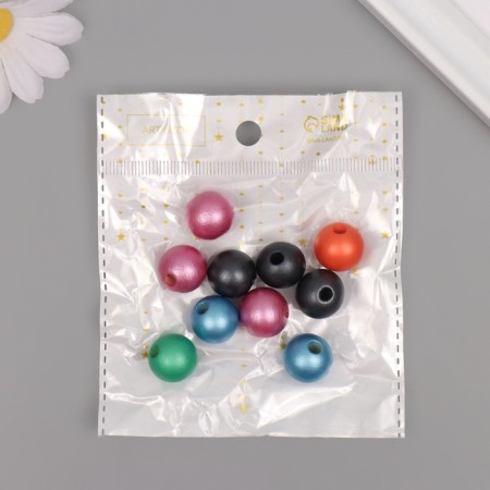 Beads for creativity wood "metallic" set of 10 pcs 1.6x1.6x1.6 cm-2