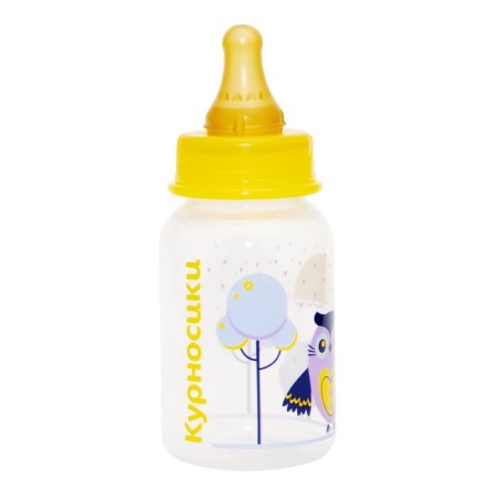 A bottle for feeding with a latex nipple, 125 ml, from 0 months., Mix color-1