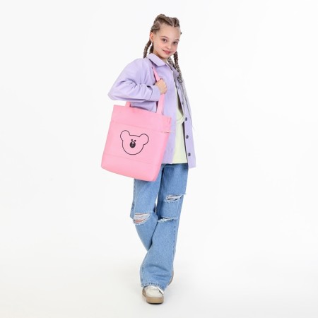 School set. A backpack with a zipper, a core, a bag, a pencil case, a bag for coins, the color is pink-4