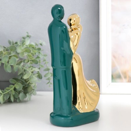 Souvenir Ceramics "Lovers" dark green with gold 22x10x6.5 cm-1
