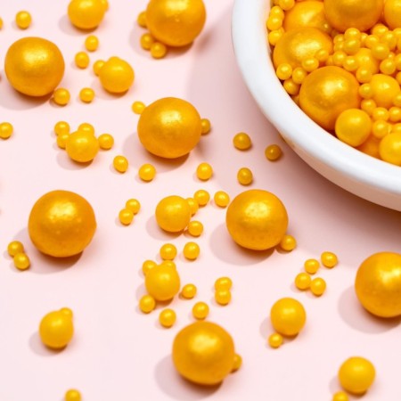 Sprinking confectionery with a soft center "Pearls", gold, 50 g-2