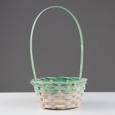 Wicker basket 19x9/34 cm, green, bamboo