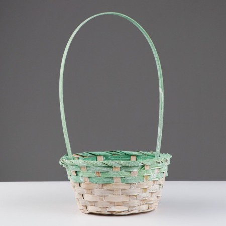 Wicker basket 19x9/34 cm, green, bamboo