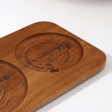 Serve dish with two lids, 34 × 20 × 12 cm, acacia-4